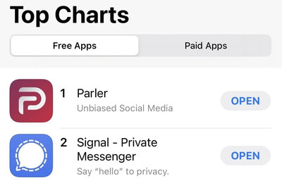 Apple заблочил приложение соцсети Parler, куда сторонники Трампа шли после массовых блокировок в Twitter.